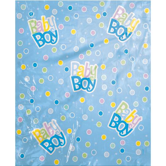 Jumbo Plastic Blue Polka Dot Boy Baby Shower Gift Bag